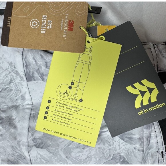 All in Motion Unisex Kids Snow Bib Pants Overalls Gray X-Small 4-5 Winter New - Picture 8 of 9